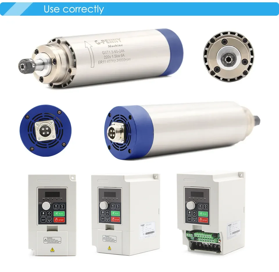 G-Penny 220V 1,5kW ER11 65mm luftgekühlte Spindel-Kits und H100 Inverter und 65m Halterung für CNC-Fräsmaschine – Detail 9