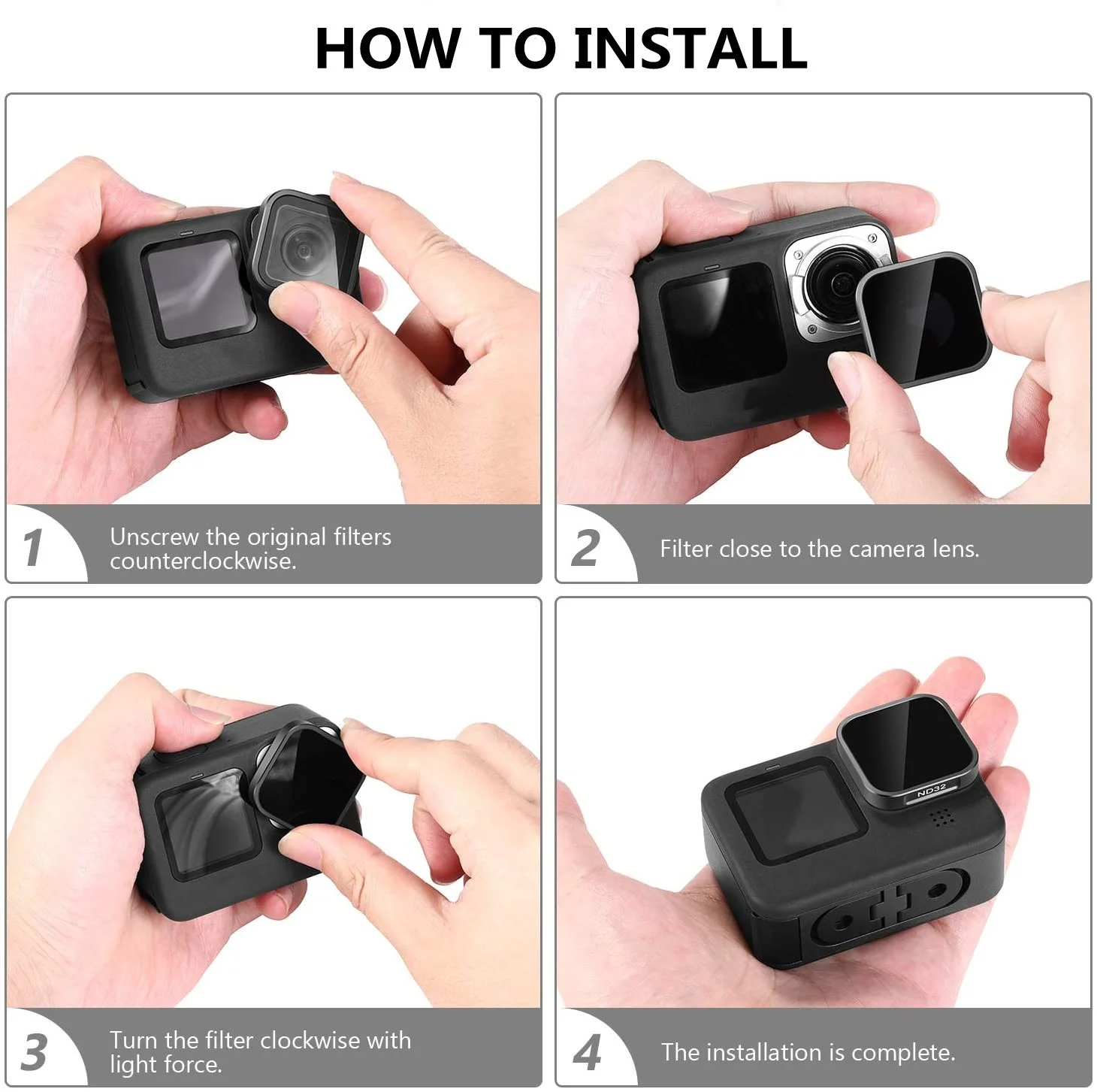 Filtr ND JSR UV CPL ND8 ND16 ND32 do GoPro Hero 9 10 11 12 13, szkło optyczne Schott, do jazdy na rowerze, nurkowania, podróży, vlogów i filmów plenerowych — zdjęcie produktu 6