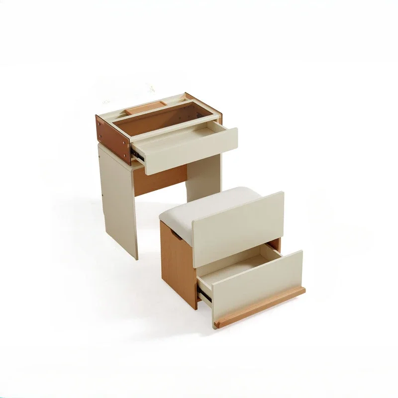 

Modern Simplicity Girls Vintage Bedroom Organizer Makeup Vanity Desk Dressing Rooms Storage Night Stands Black Table Mirror Set