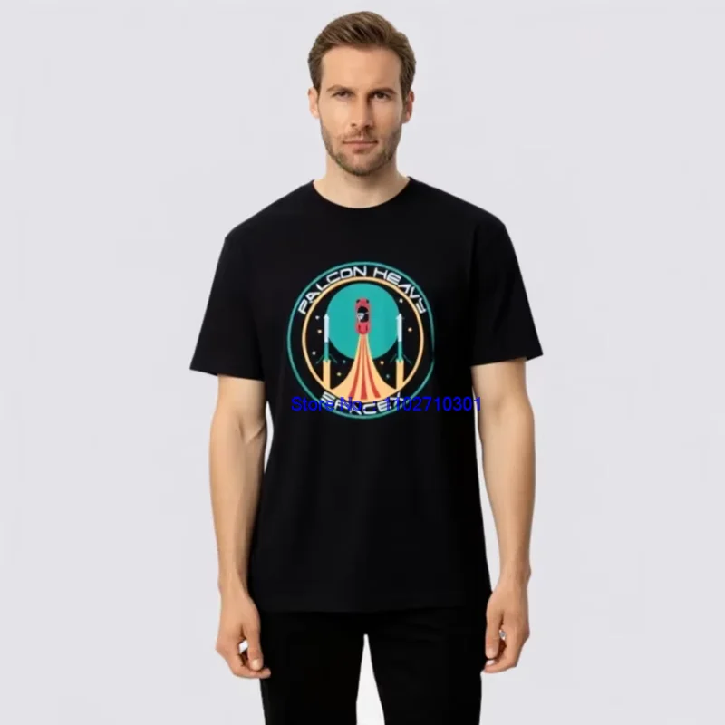 Camisetas gráficas con parche Heavy Falcon Space X, camisetas gráficas Elon Musk Spacex, camisetas de manga corta de algodón, ropa de verano para hombre