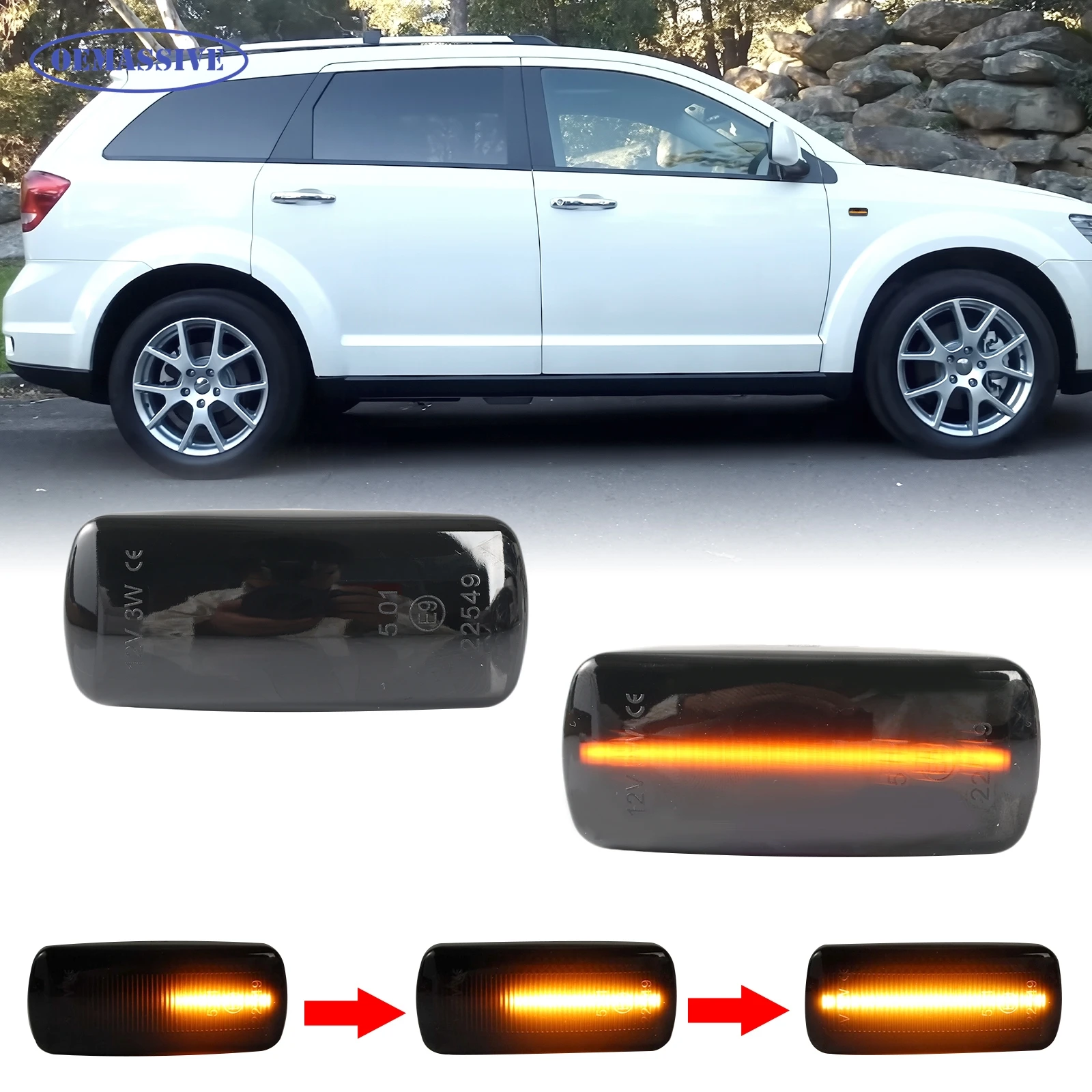 

For Jeep Compass Patriot Commander Liberty Grand Cherokee Chrysler 200 300Dynamic LED Side Marker Lights Smoked Lens Turn Signal
