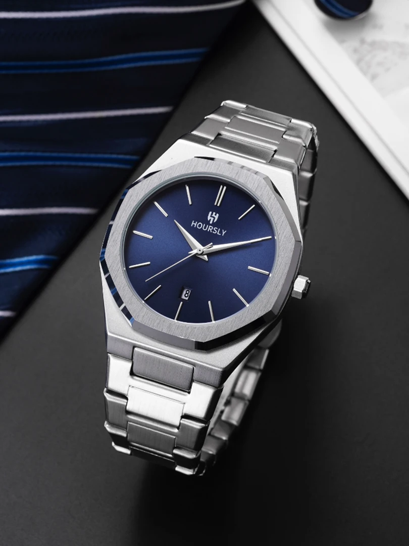 Luxury Men Watch Male Quartz Wristwatch Classic Brand Black Blue Dial Roman Numerals Stainless Steel Reloj Business Man Clock