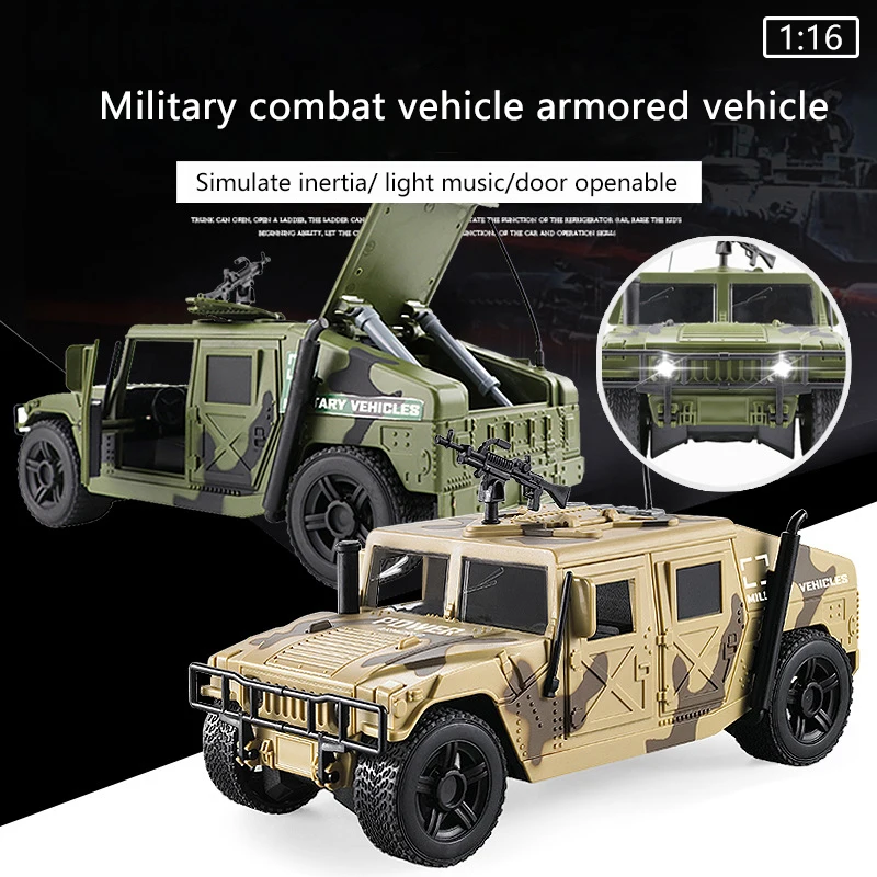 Large 1:16 Hummer field vehicle military model car armored vehicle tank missile boy 6 years old 8 children\'s toy car