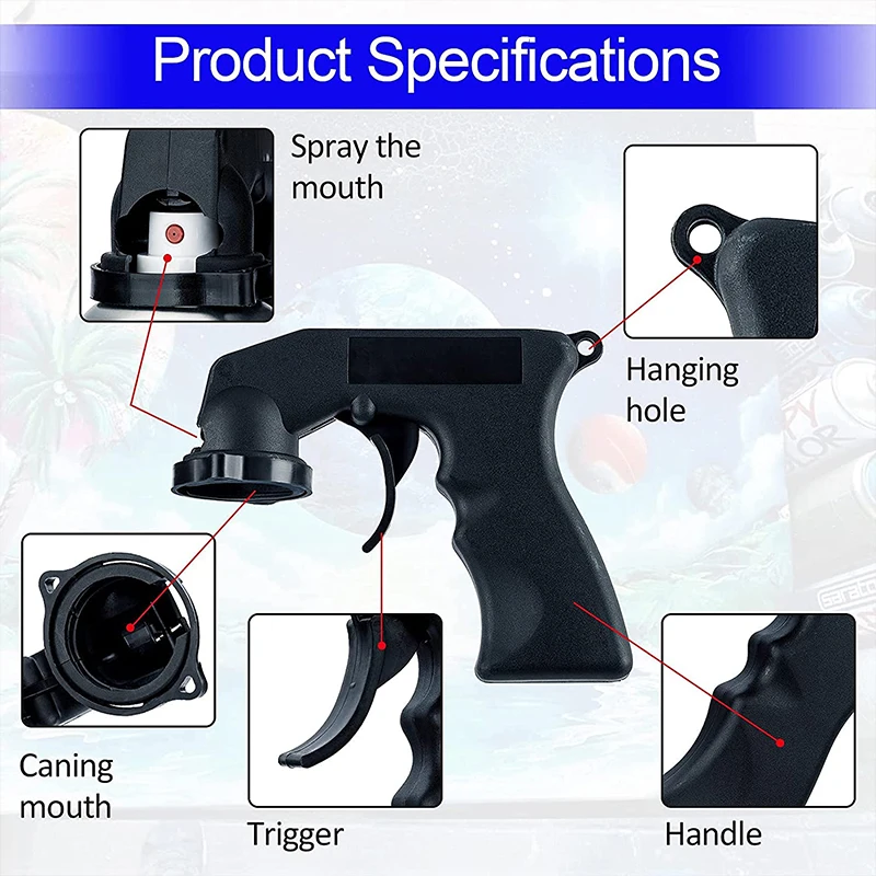 Car Spray Adaptor Paint Care Aerosol Spray Gun Handle with Full Grip Trigger Locking Collar Auto Maintenance spray gun