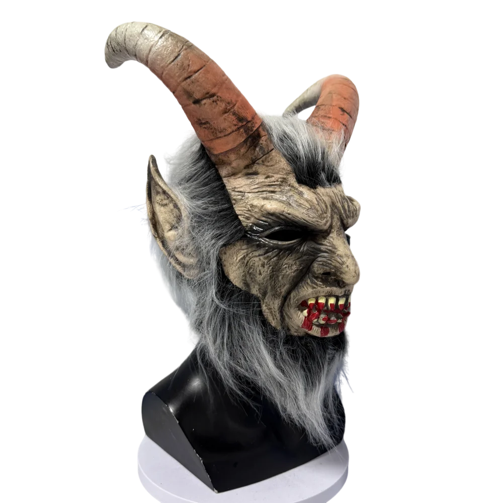 1Pc Horned Monster Demon Lucifer Mask Horror Latex Masks Full Face Cover Movie Cosplay Chirstmas Party Costume Props for Adults