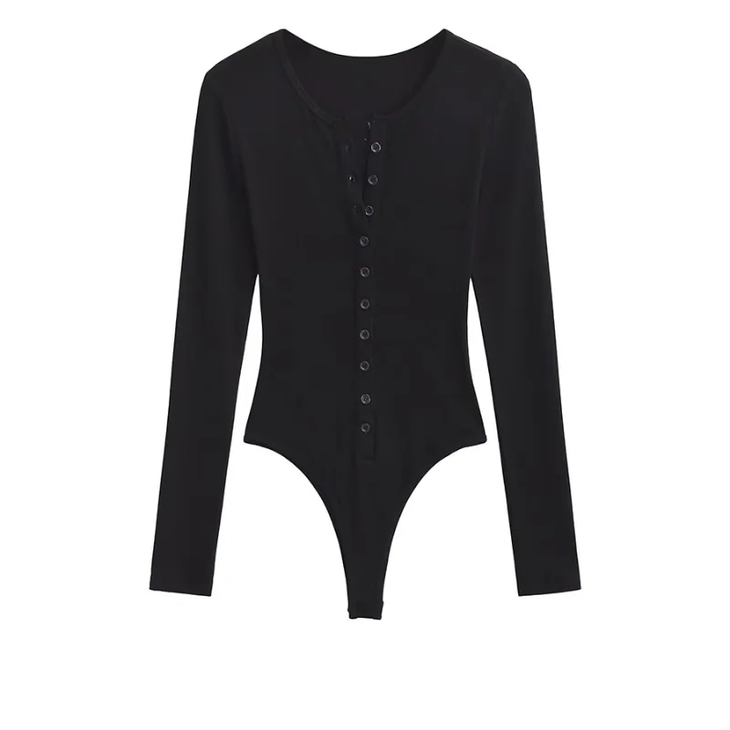 

Женский комбинезон Zhaozhao с эластичной тканью, облегающий, с длинным рукавом, с высокой талией, из полиэстера