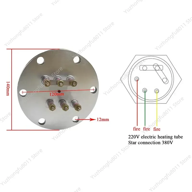 for 20V 380V Electric Heating Tube Element 6KW 9KW 12KW 15KW Water Tank Heater Boiler Flange Immersion Heater