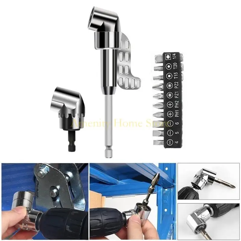 

F26C Multifunction 105° Right Angle Drill Adapter with 1/4inch Hex Shank Handle Extension Power Drill Tool Accessories