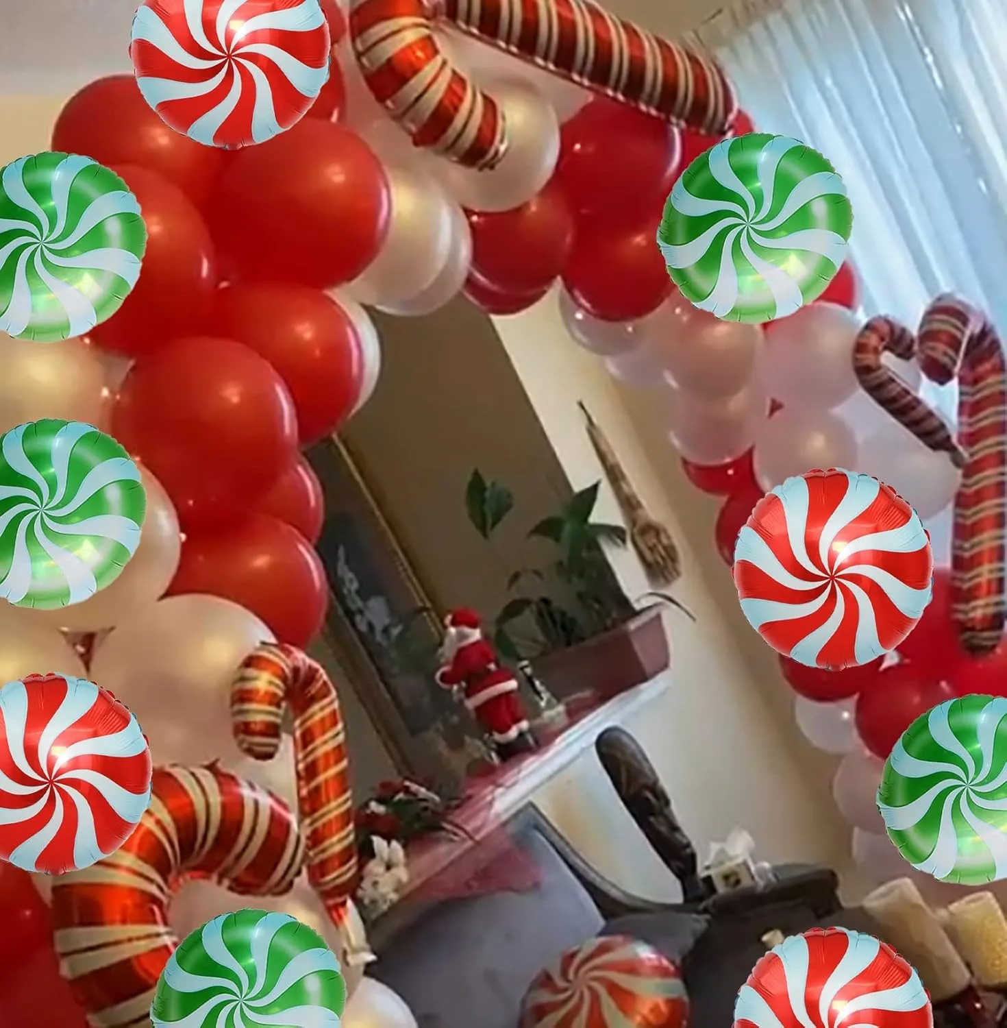 30 قطعة من بالونات قصب حلوى عيد الميلاد من رقائق معدنية لعيد الميلاد وحفلات أعياد الميلاد لوازم ديكور حفلات رأس السنة الجديدة والحلوى الحلوة لتزيين العطلة #4