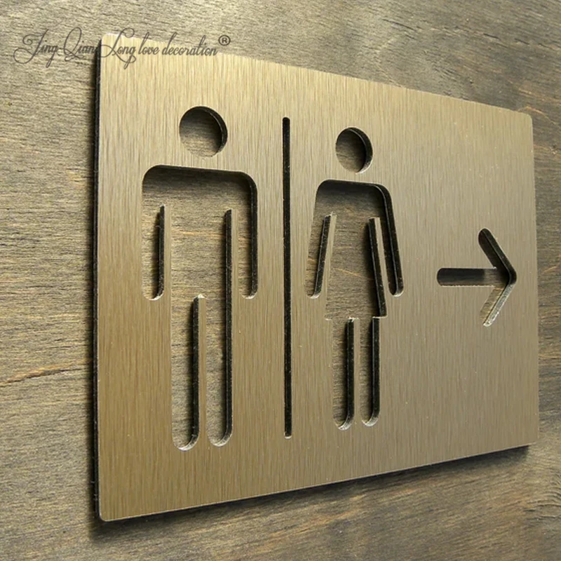 Bathrooms Door Sign with Directional Arrow . Plaques for Bathroom Direction Arrows . Business Commercial Signs . Man Woman WC