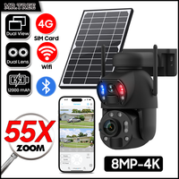 New 4K 55X Optical Zoom Dual Lens Solar Camera 4G Sim Card PTZ Surveillance WIFI Outdoor Security Humanoid Tracking CCTV IP Cams