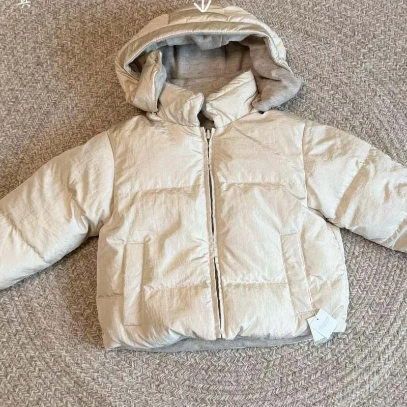 لكل بيع 2025 الخريف الشتاء BP طفل الفتيات يندبروف سميكة الدافئة مقنعين أسفل سترة الفتيان السترات الاطفال مزدوجة الوجهين يمكن ارتداؤها