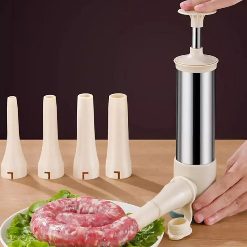 Máquina Manual de salchichas, máquina de llenado de salchichas, embutidor de carne de acero inoxidable, máquina Manual de salchichas, herramienta de llenado de salchichas