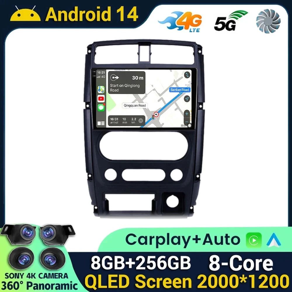 Android 14 Carplay Auto Radio samochodowe dla Suzuki Jimny 3 2005-2016 2017 2018 2019 Odtwarzacz multimedialny GPS Stereo DSP WiFi + jednostka