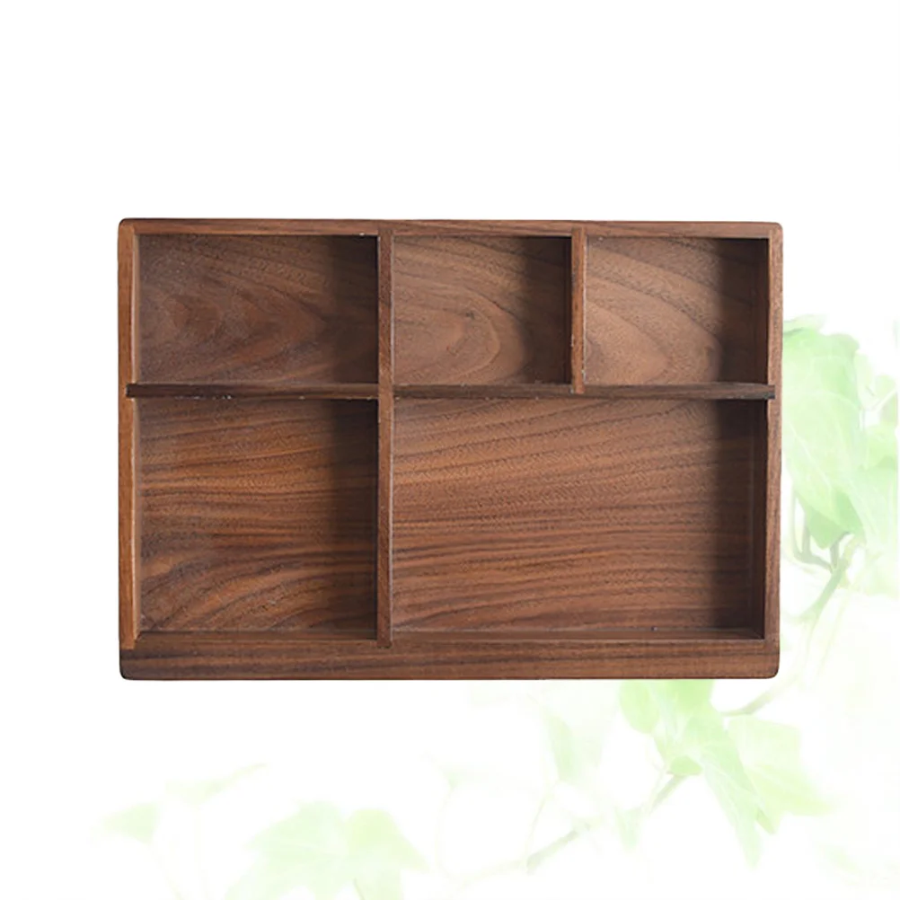 Black Walnut Western-style Drawer Type Cutlery Storage Box Desktop Solid Wood Storage Tray Tableware Organizer - 24x168x25cm