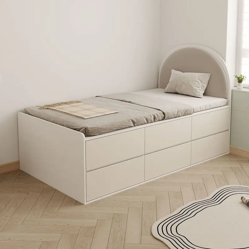 Second bedroom high box solid wood core board double with drawer floor storage