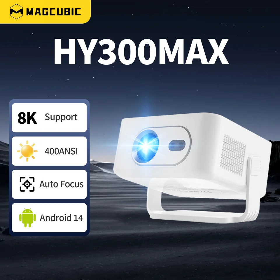 HY300Max Automatic Focus Android 14 Magcubic Projector, 400ANSI