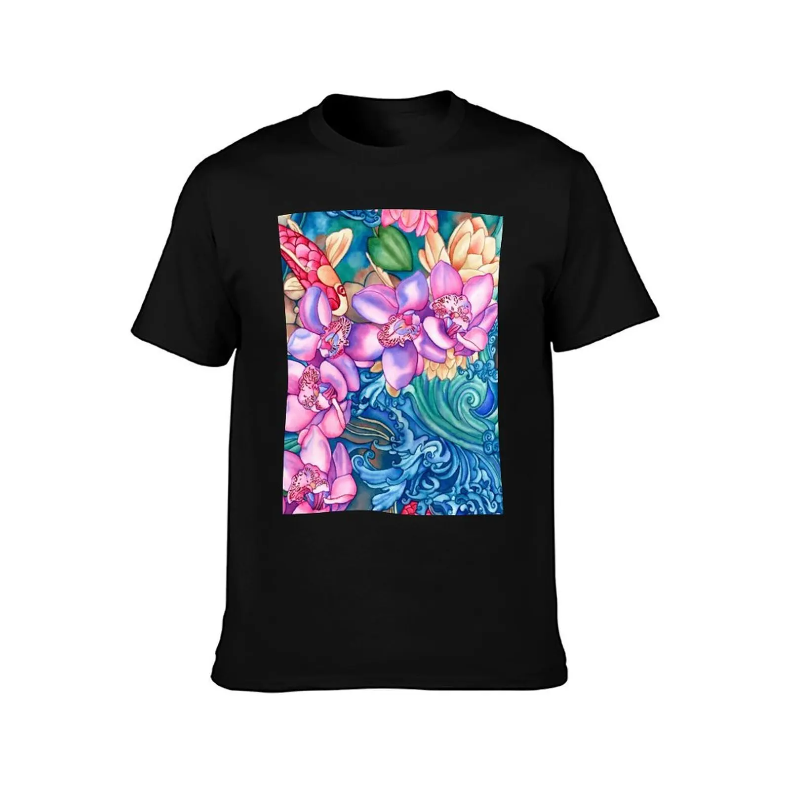 Orchid Splash T-Shirt Basic Simple Casual Short Sleeve Tee T-Shirt