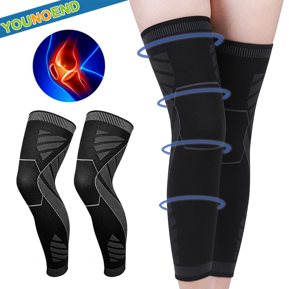 1Pair Sport Full Leg Compression Sleeves Knee Braces Support Protector for Weightlifting Arthritis Joint Pain Relief Muscle Tear