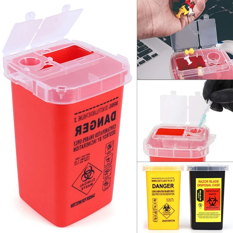 1L Tattoo Medical Supplies Collection Container Plastic Waste Box Disposable Needle Tips Recycling Buckets Tattoos Accessories