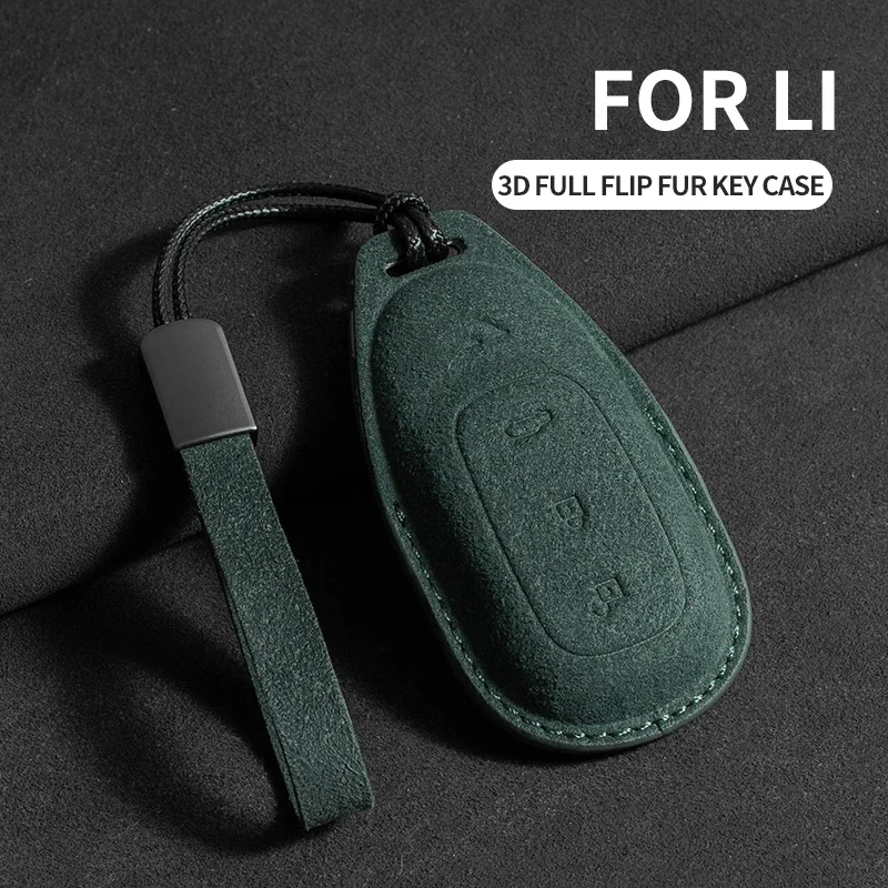 Leather Car Key Case Cover Shell for Lixiang LEADING IDEAL L7 L8 L9 2023 Li Auto Smart Remote Holder Key Fob Suede Car Accessory