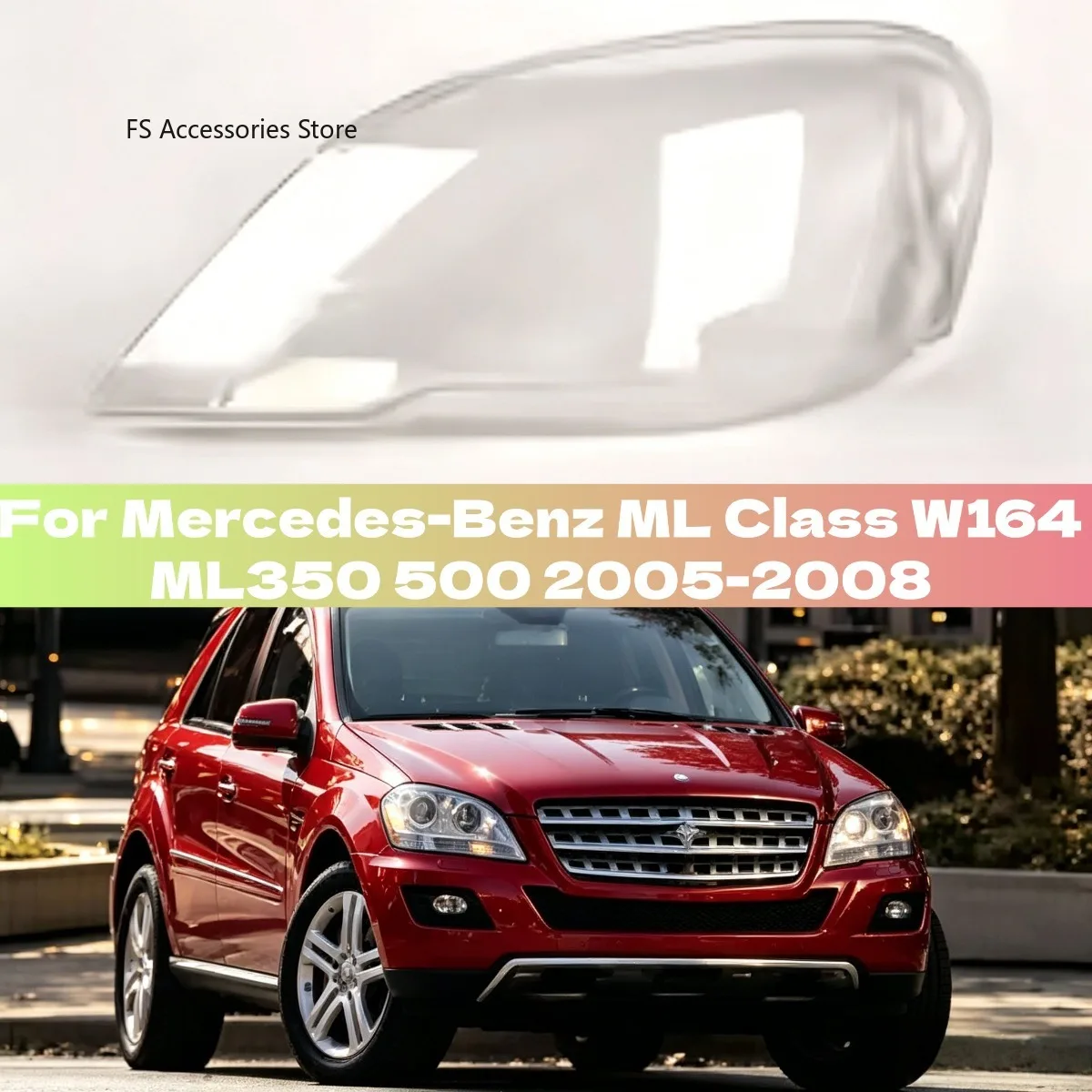

Pair Front Headlight Cover For Mercedes-Benz ML Class W164 ML350 500 2005-2008 Transparent Lens Lampshade Headlamp Cover