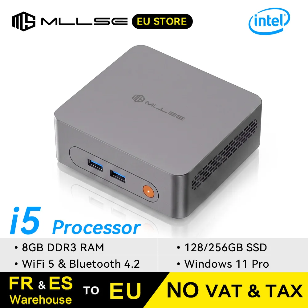 Mini PC MLLSE M3 Pro Intel Core i5-4310U, 8GB RAM DDR3, SSD de 128GB, Wi-Fi 5, BT 4.2, Windows 11 Professional