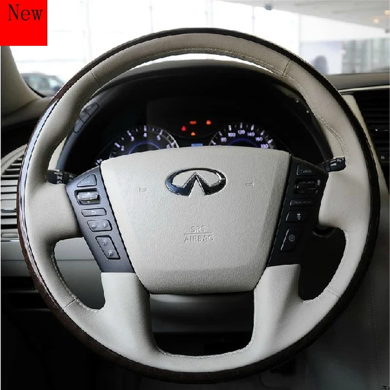 

DIY Hand Sewn Leather Steering Wheel Cover Car Wheel Cover for Infiniti Q70L QX50 Q60 M25L QX56 Accessories for The Car