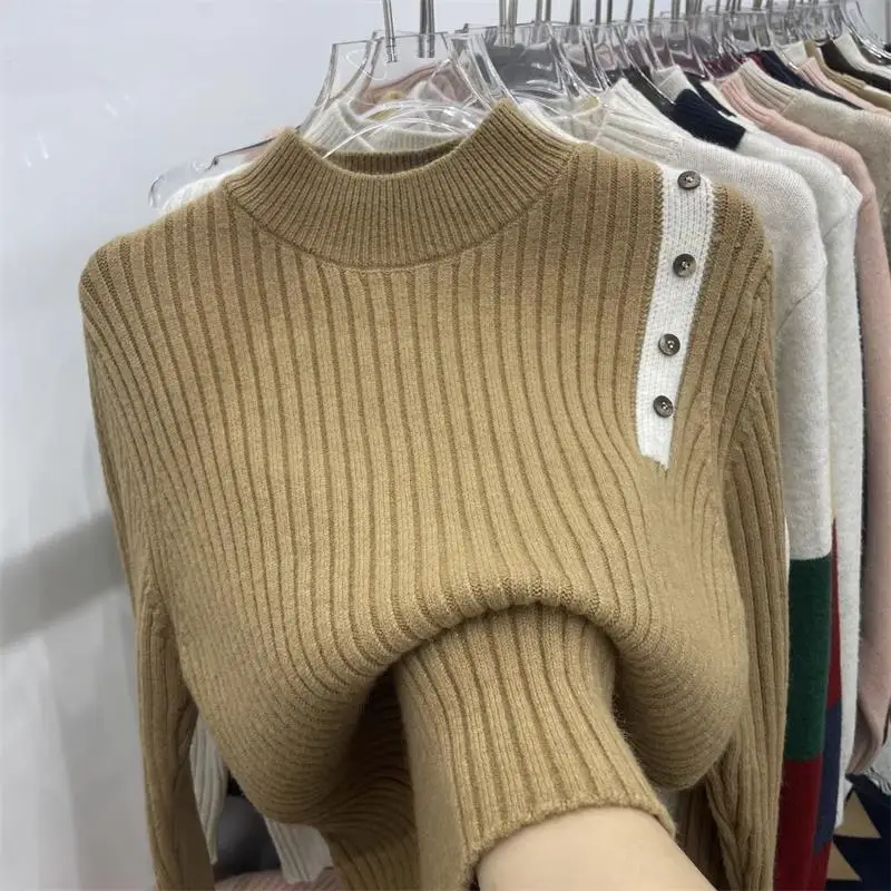 2024 Women's New Autumn/Winter Sweater High-end First-Line Ready-To-Wear Knitted Pullover Slim Half Turtleneck Cashmere Sweater