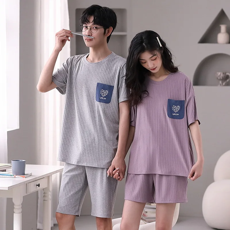 2023 New Pajama suit Couple Pajama Sets Modal Couples Pijamas Sweet Sleepwear Home Suit Pyjama For Lover Man Woman Lovers' Cloth