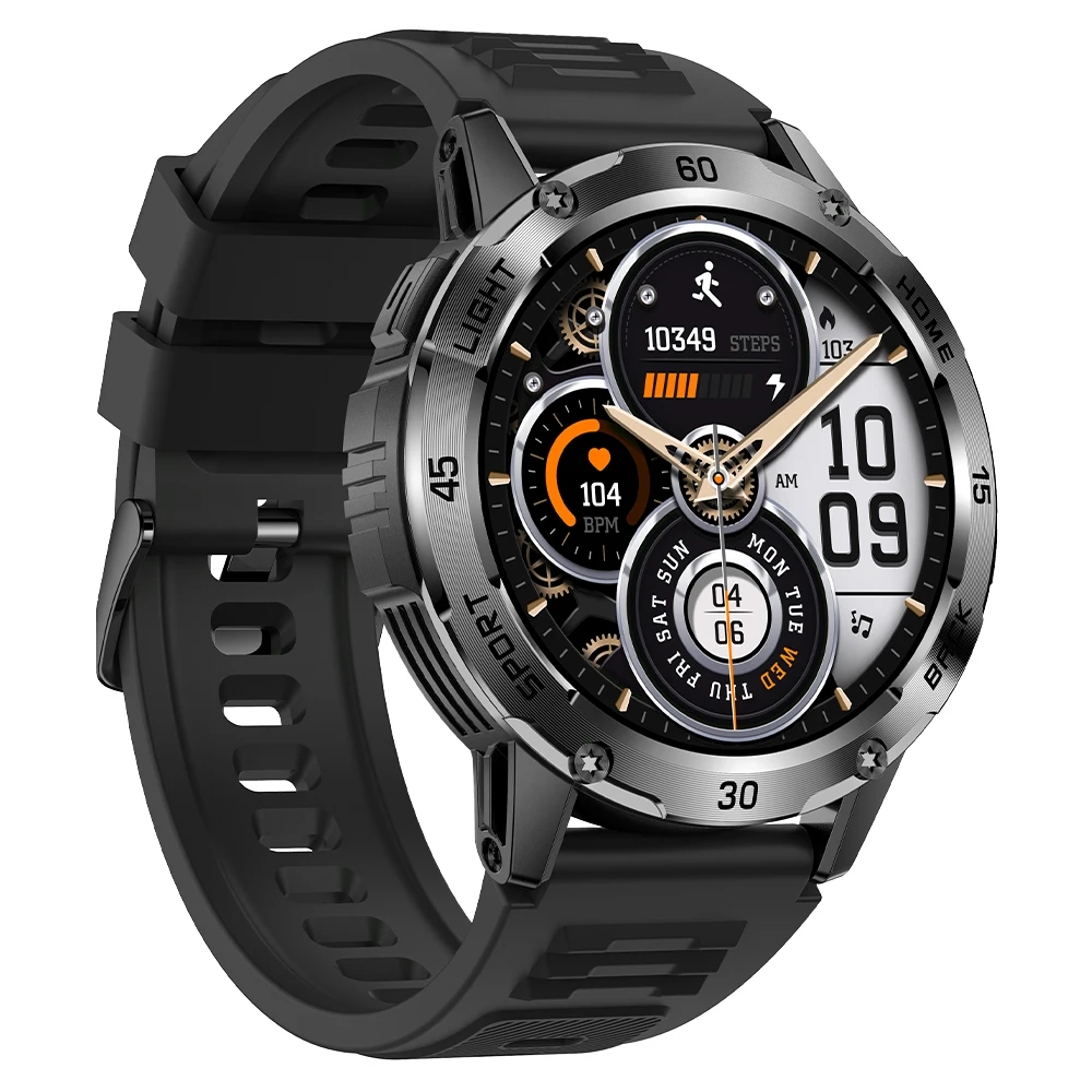 BlitzWolf BW-AT7 1,53 Zoll integrierte Taschenlampe Bluetooth Anruf Herzfrequenz Blutmonitor Schlafüberwachung Smartwatches für Männer