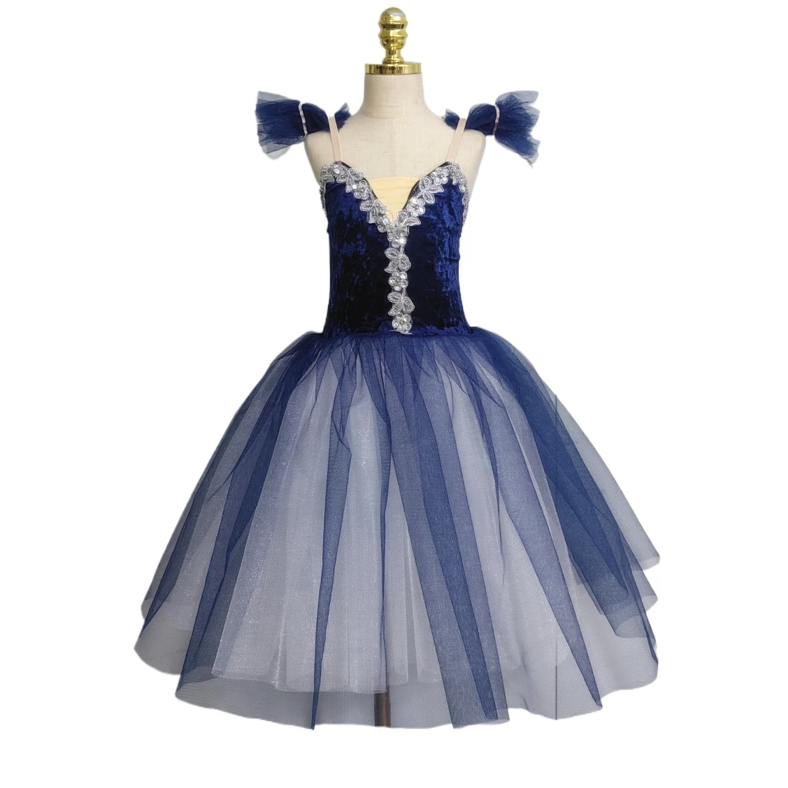 Blue Ballet Tutu gonne costumi da spettacolo Princess Dance Practice abito lungo romantico