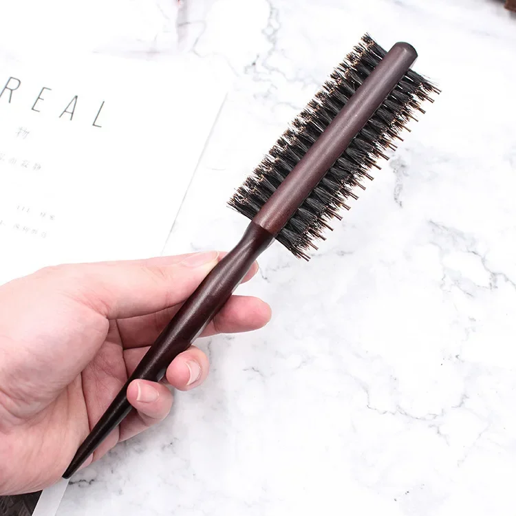 

Wood Handle Boar Bristles Round Brush Removable Tail Professional Barber Salon Hairdressing Hair Brush Hair Round Comb