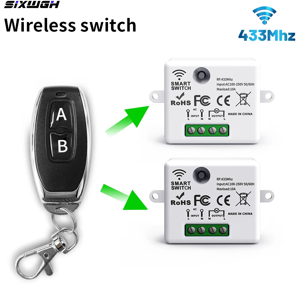 Wireless Switch RF 433MHz Remote Control Switch Home 110V 220V 10A Mini Controller House Light Switch