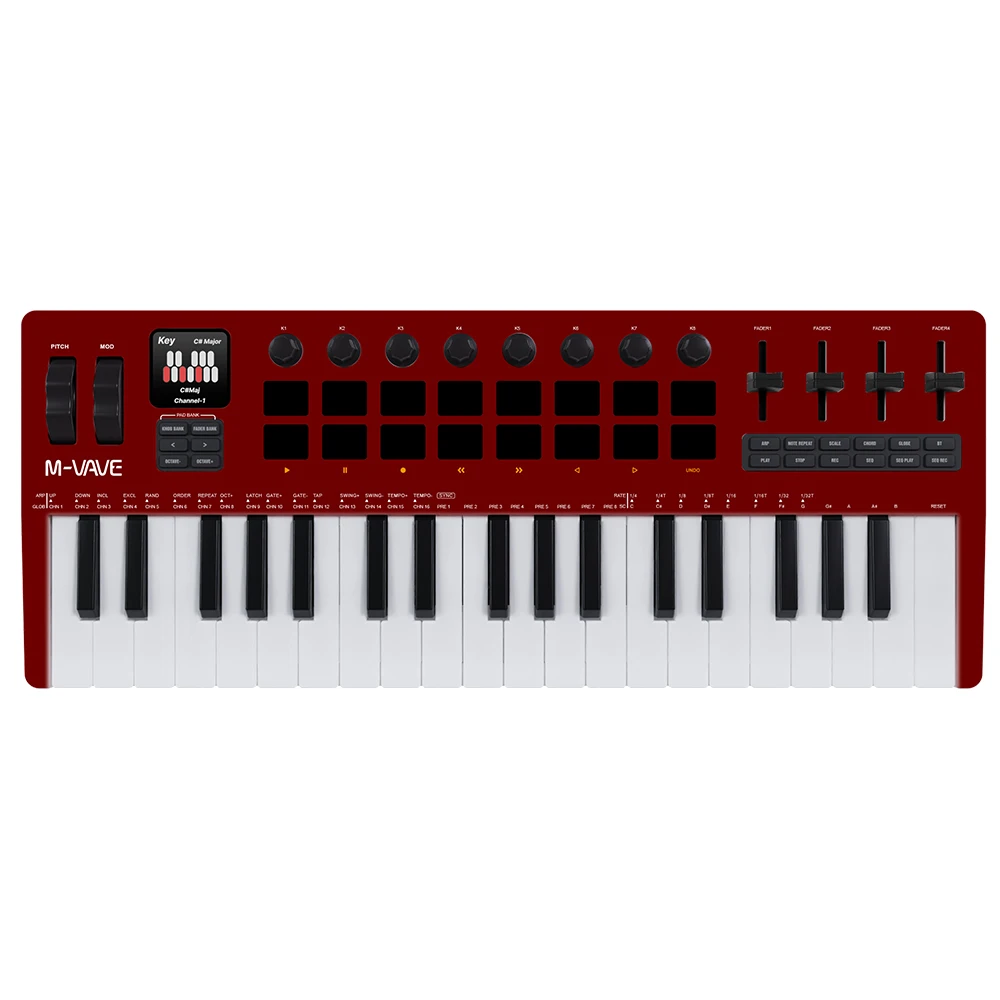 M-VAVE SMK-37 PRO MIDI Keyboard 37 Key with 8 Knobs & 16 RGB Pads