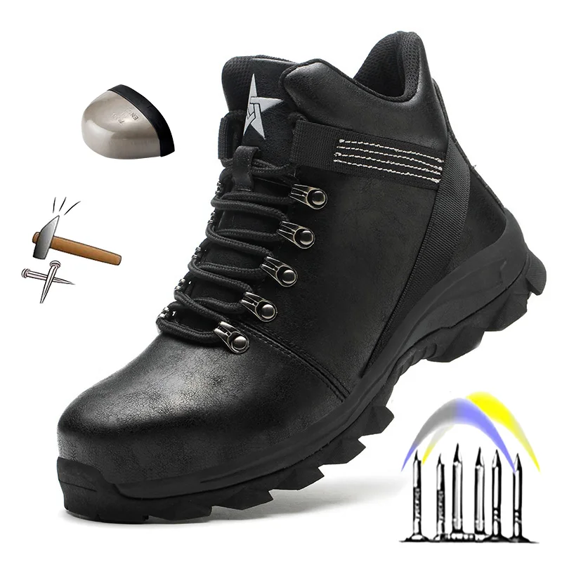 Waterproof Work Safety Boots Anti-puncture Steel Working Sneakers Indestructible Work Shoes Botas Security Shoes Men