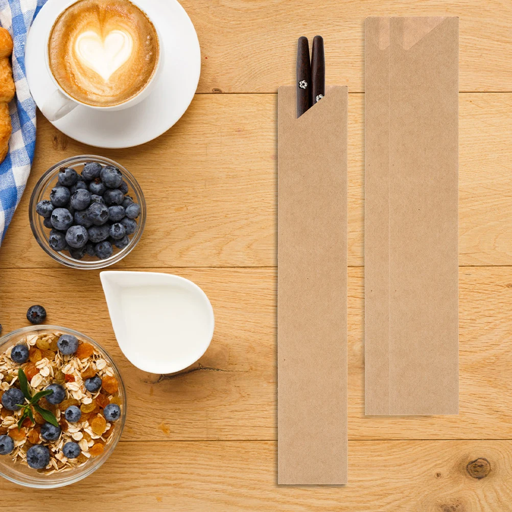 

50 Pcs Kraft Paper Chopsticks Bag Disposable Bags Cover Sleeve Tableware Accessories Sleeves