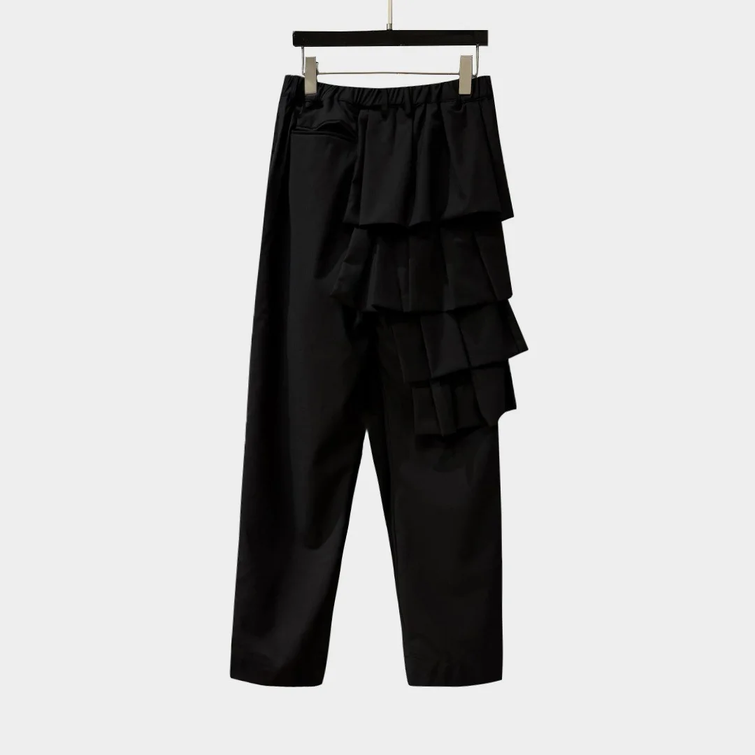 High Street Simple Multi-Layer Paneled Casual Pants Women's Casual Fashion Trousers Female Comfortable Pants