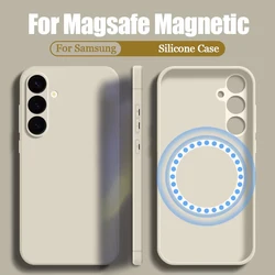 For Samsung Galaxy S26 S24 S23 S22 S21 S25 Ultra Plus S25 S24 S23 FE Case Luxury Magnetic For Magsafe Wireless Charge Soft Cover