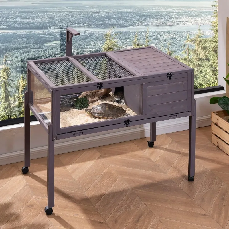 

Wooden small pet cage, small pet habitat, outdoor reptile cage, pet bed, solid wood climbing cage