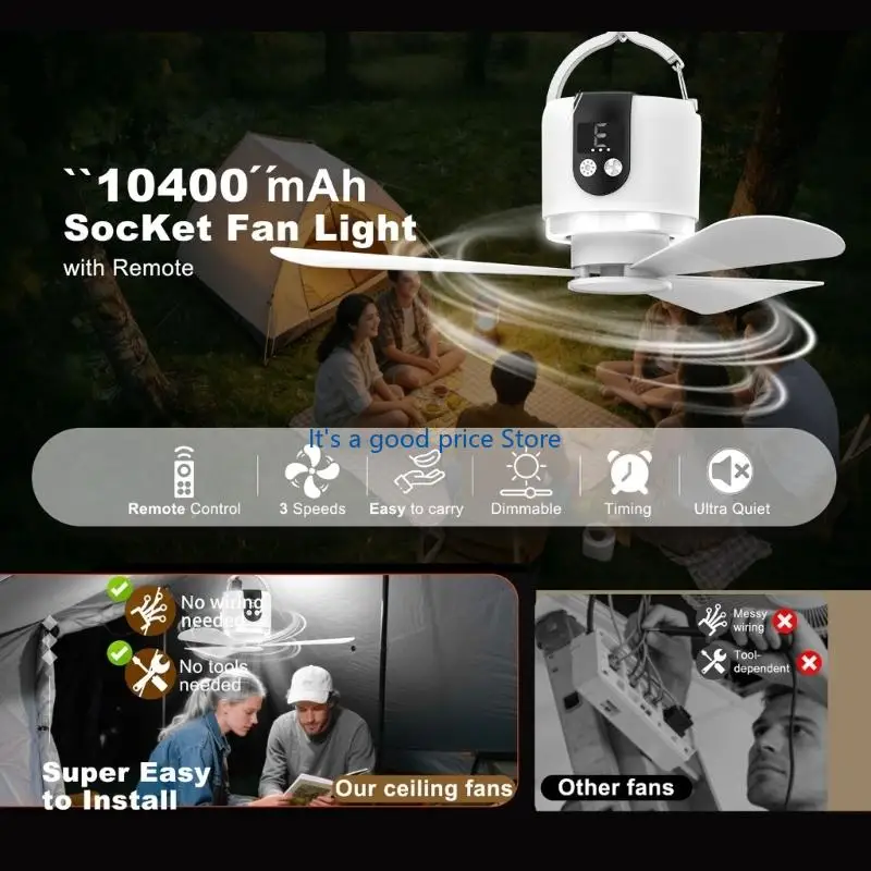  Camping Fan Energy Efficient USB Power Ceiling Fan With Long Battery Service