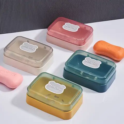 Creative Flip-Top Soap Dish Home Bathroom Dormitory Drainable Small Soap Dish with Lid Minimalist Cute Soap Dish