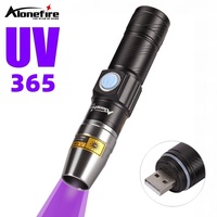 365nm UV Flashlight Rechargeable Ultraviolet Torch Money Pet Urine Cat Scorpion fluorescent Invisible Ink Marker Check SV14