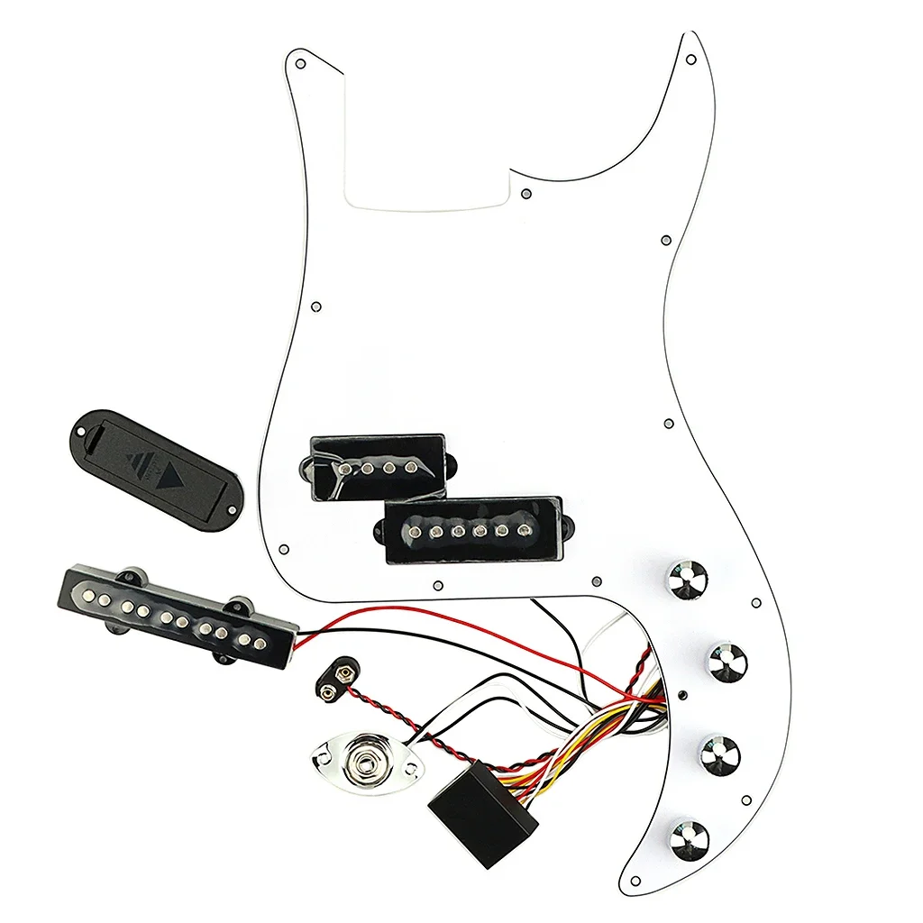 

White 5-String Bass Pickguard - Prewired with Pickups & Scratch Plate, High-Quality Replacement for Electric Bass Guitar