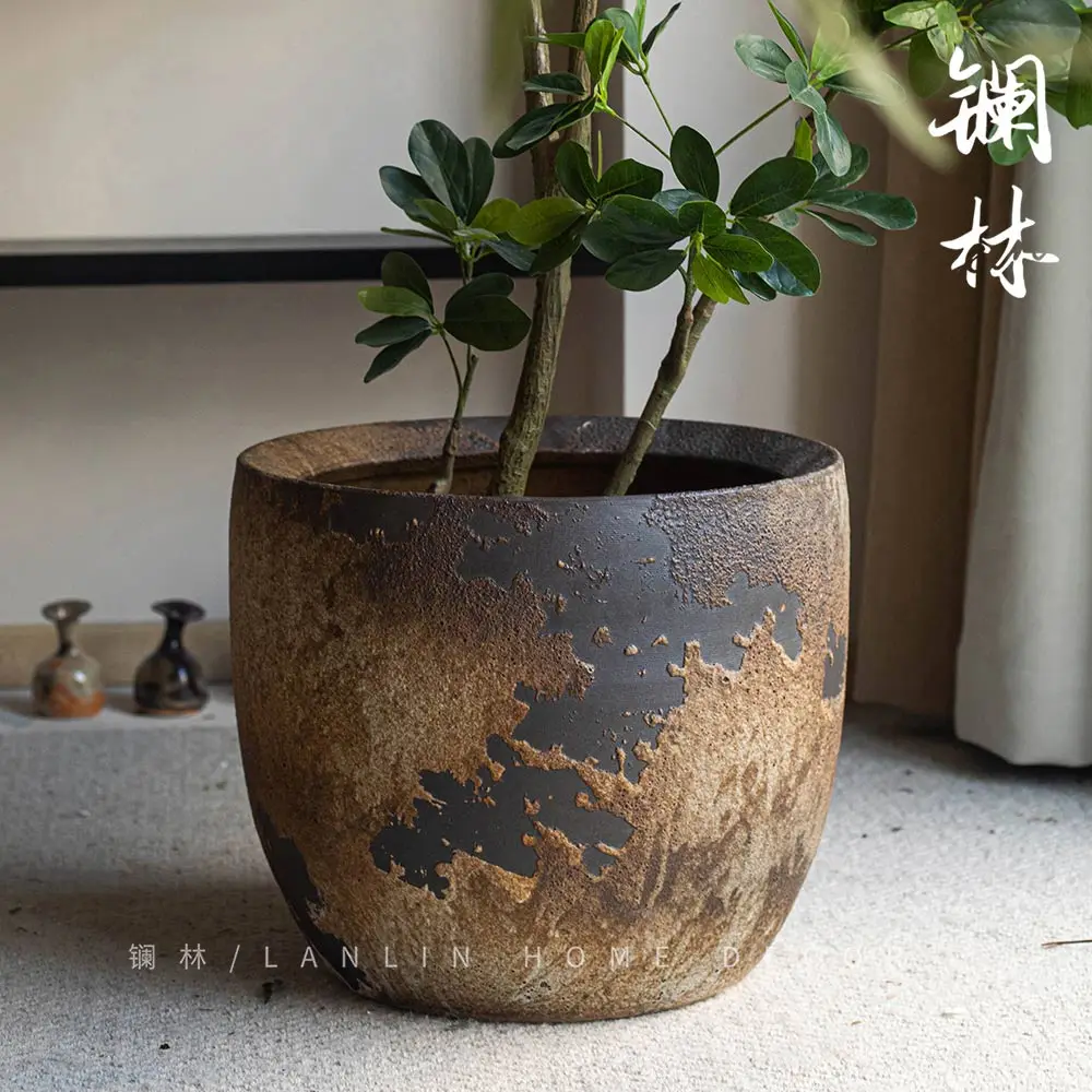 جينغدتشن لانثانوم غابة وابي الرياح الرجعية السيراميك أصيص زهور كبير غرفة المعيشة الصينية الجديدة