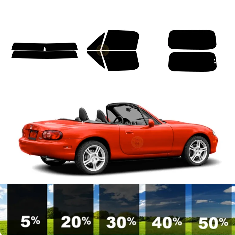 precut Removable Window Tint Film Car 100% UVR 5%-70%VLT Heat Insulation Carbon ﻿For MAZDA MX-5 MIATA 2 DR CONVERTIBLE 1999-2005