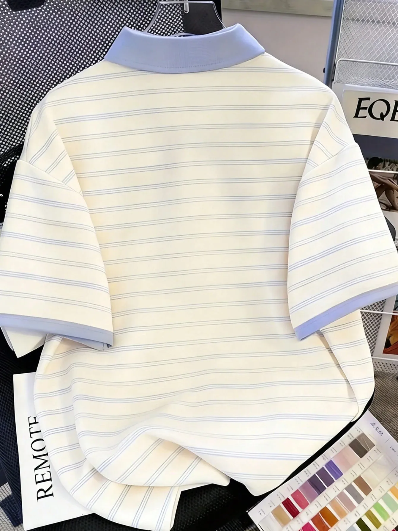 Summer Men's Polo Shirt with Stripes Print Breathable Lightweight Casual and Fashionable Streetwear Clothing