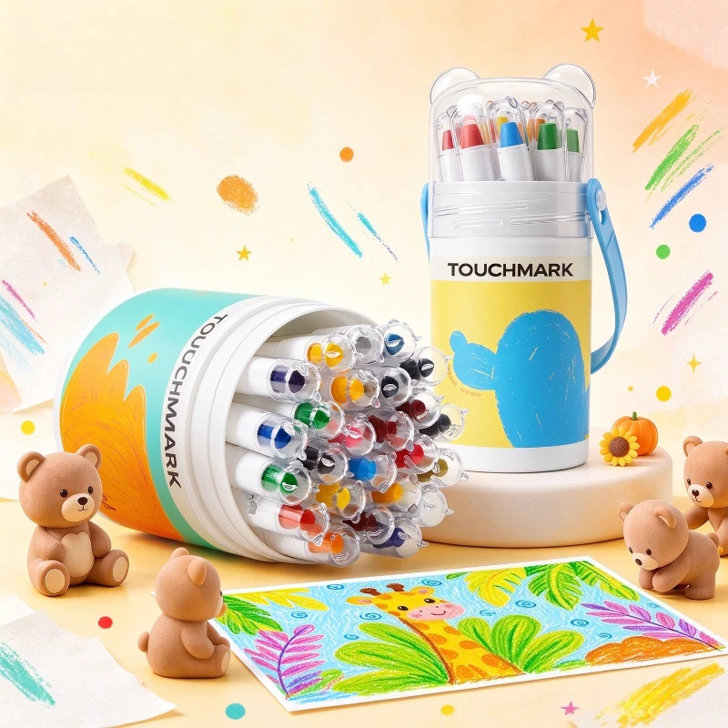 Twistable Oil Pastels 12/24 Color Washable Crayon Sticks No Dirty Hands Portable Student Painting Graffiti Art Supplies Kit