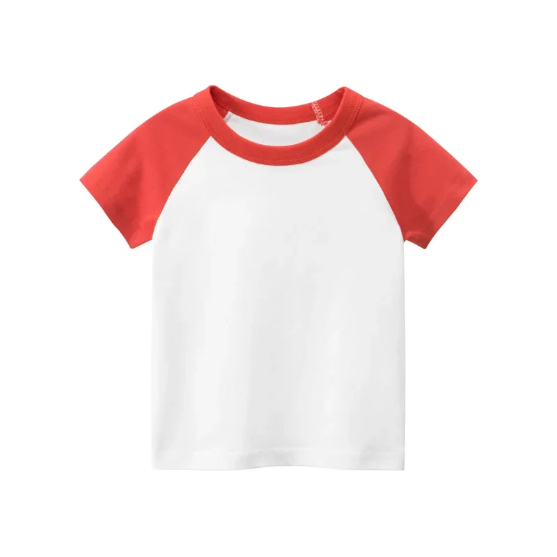 2024 Solid Color White T-shirt for Boys Girls Short Sleeve Kids Clothes Cotton Summer Tops Clothing 10Y