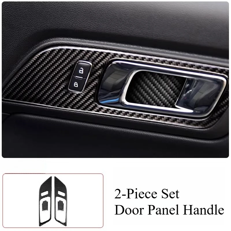 

For Ford Mustang 2015-2023 Interior Modification Door Handle Decorative Frame Carbon Fiber Inner Door Bowl Patch Accessories